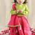 Pink & green embroidered viscose  lehenga