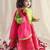 Pink & green embroidered viscose  lehenga