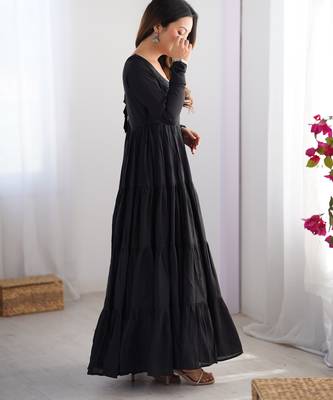 Black Flared Anarkali with Banarasi Dupatta 3