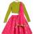 Pink & green embroidered viscose  lehenga
