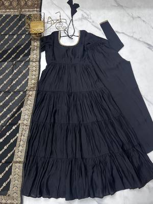 Black Flared Anarkali with Banarasi Dupatta 6