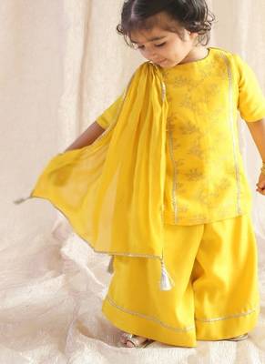 Yellow embroidered viscose  Kurta set 1