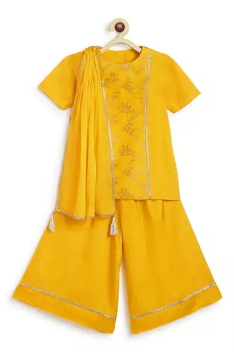 Yellow embroidered viscose  Kurta set