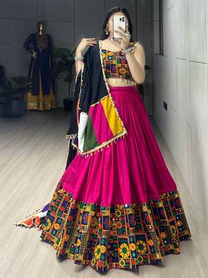 Rani Mirror Work Gamthi Design Navratri Lehenga With Fully Stitched Blouse 3