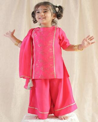 Pink embroidered viscose  Kurta set 1