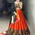 Orange Mirror Work Gamthi Design Navratri Lehenga With Fully Stitched Blouse