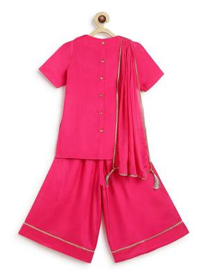 Pink embroidered viscose  Kurta set 3