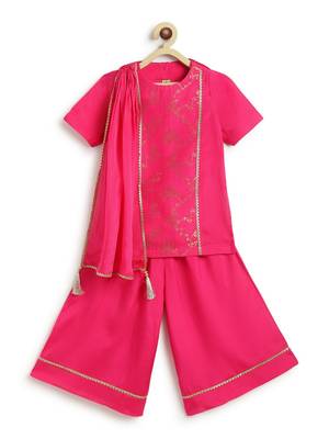 Pink embroidered viscose  Kurta set 5
