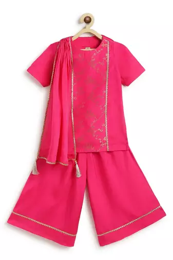 Pink embroidered viscose  Kurta set