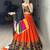 Orange Mirror Work Gamthi Design Navratri Lehenga With Fully Stitched Blouse