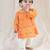 Orange embroidered chanderi  kurta pyjama