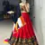 Red Mirror Work Gamthi Design Navratri Lehenga With Fully Stitched Blouse
