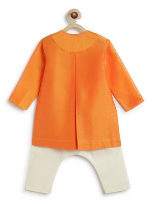 Orange embroidered chanderi  kurta pyjama 2
