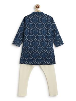 Blue printed cotton  kurta pyjama 4