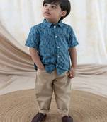 Blue printed cotton  shirt