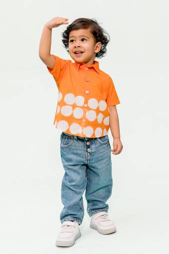 Orange plain cotton  shirt