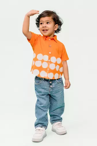 Orange plain cotton  shirt