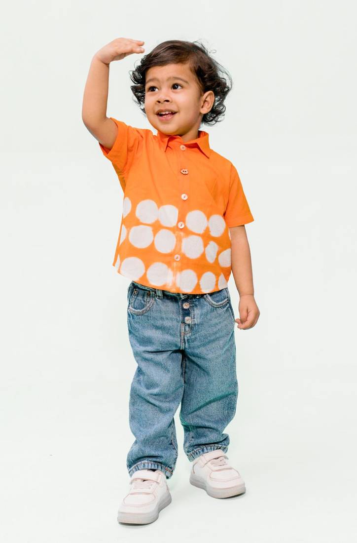 Orange plain cotton  shirt