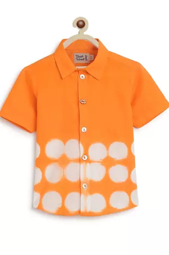Orange plain cotton  shirt