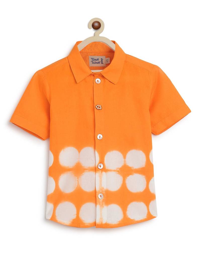 Orange plain cotton  shirt