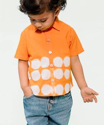 Orange plain cotton  shirt 4