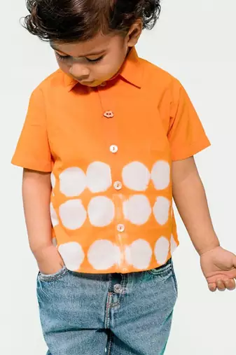 Orange plain cotton  shirt