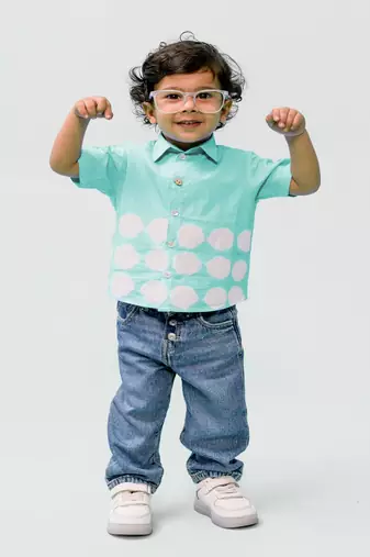 Blue plain cotton  shirt