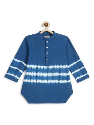 Blue plain cotton  kurta 1
