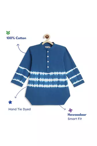 Blue plain cotton  kurta