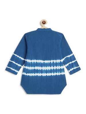 Blue plain cotton  kurta 3
