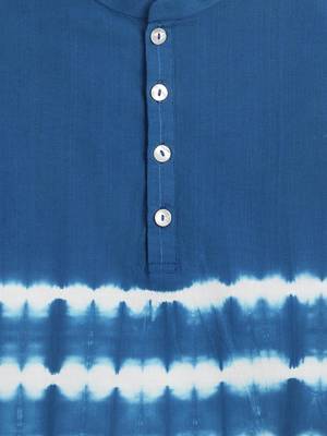 Blue plain cotton  kurta 4