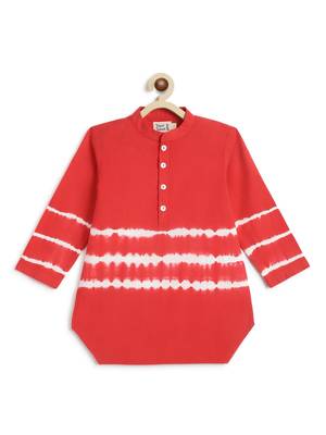 Red plain cotton  kurta 1