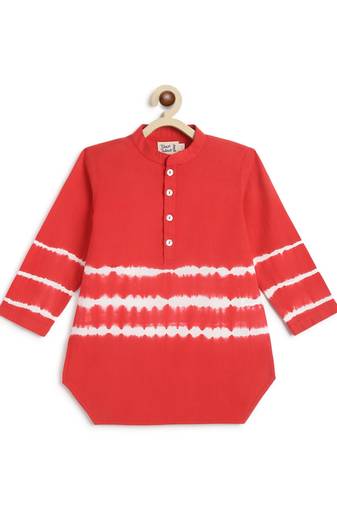 Red plain cotton  kurta