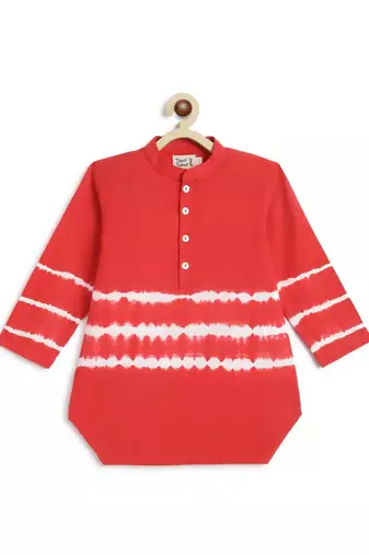 Red plain cotton  kurta