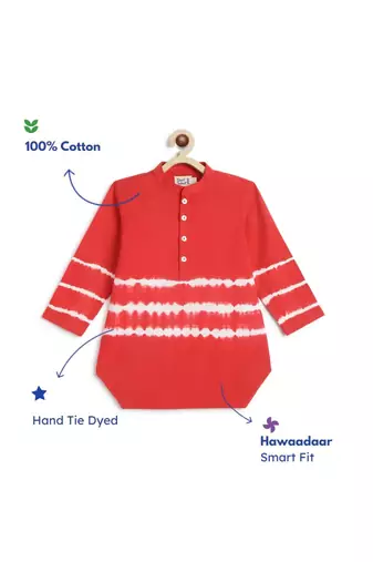 Red plain cotton  kurta