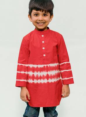 Red plain cotton  kurta 5