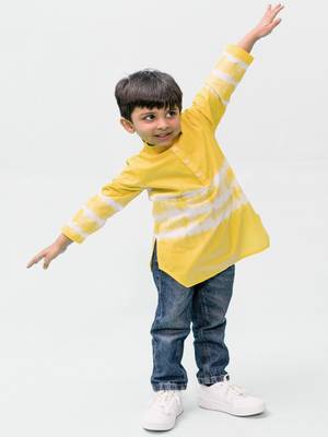 Yellow plain cotton  kurta 2