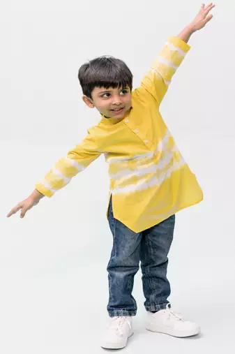 Yellow plain cotton  kurta