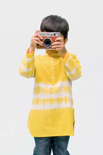 Yellow plain cotton  kurta