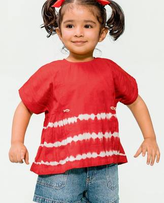 Red plain cotton  top 2