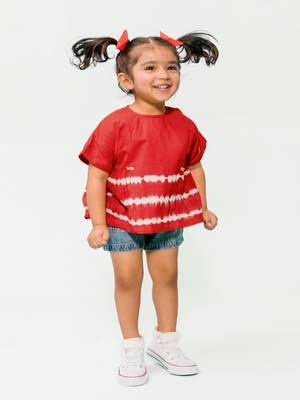 Red plain cotton  top 3