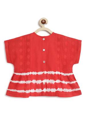 Red plain cotton  top 4