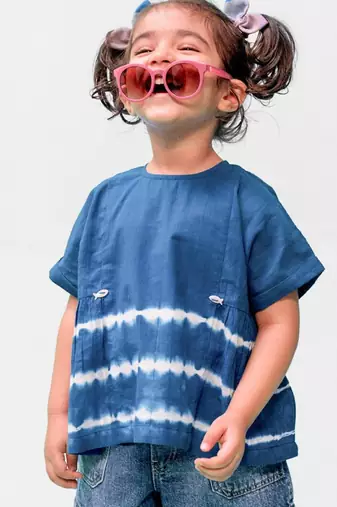 Blue plain cotton  top