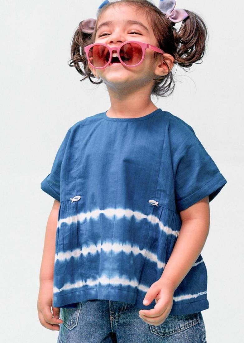 Blue plain cotton  top