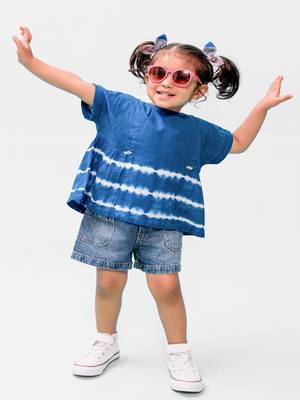 Blue plain cotton  top 3