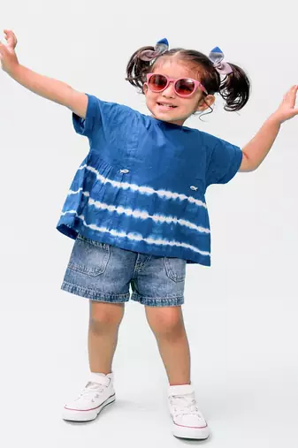 Blue plain cotton  top
