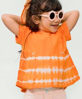 Orange plain cotton  top 1