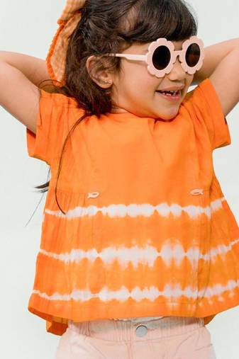 Orange plain cotton  top