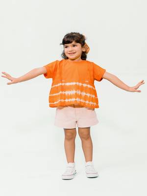 Orange plain cotton  top 3