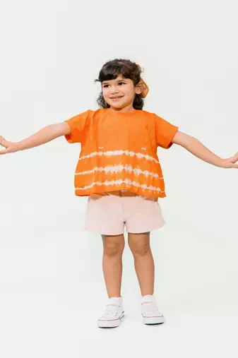 Orange plain cotton  top